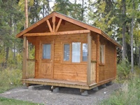 Machined "log" cabin kit made by bavariancottages.com located at Green Lake, BC, Canada